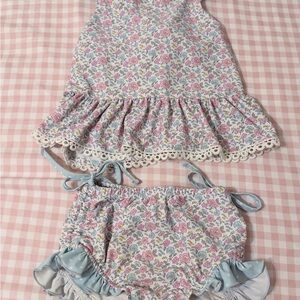 Floral Print Kids swimsuit top and bottom